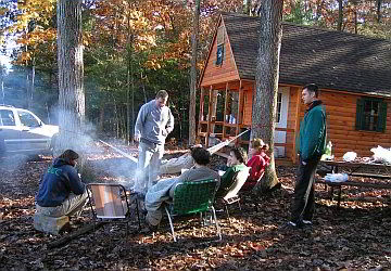 group around a campfire