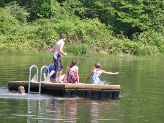 using a swim raft to rest