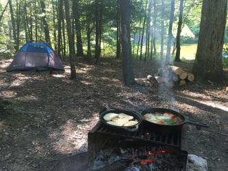 Cooking at a tent campsite