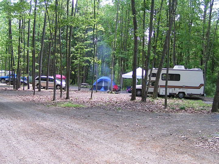 tent and camper at RV campsites